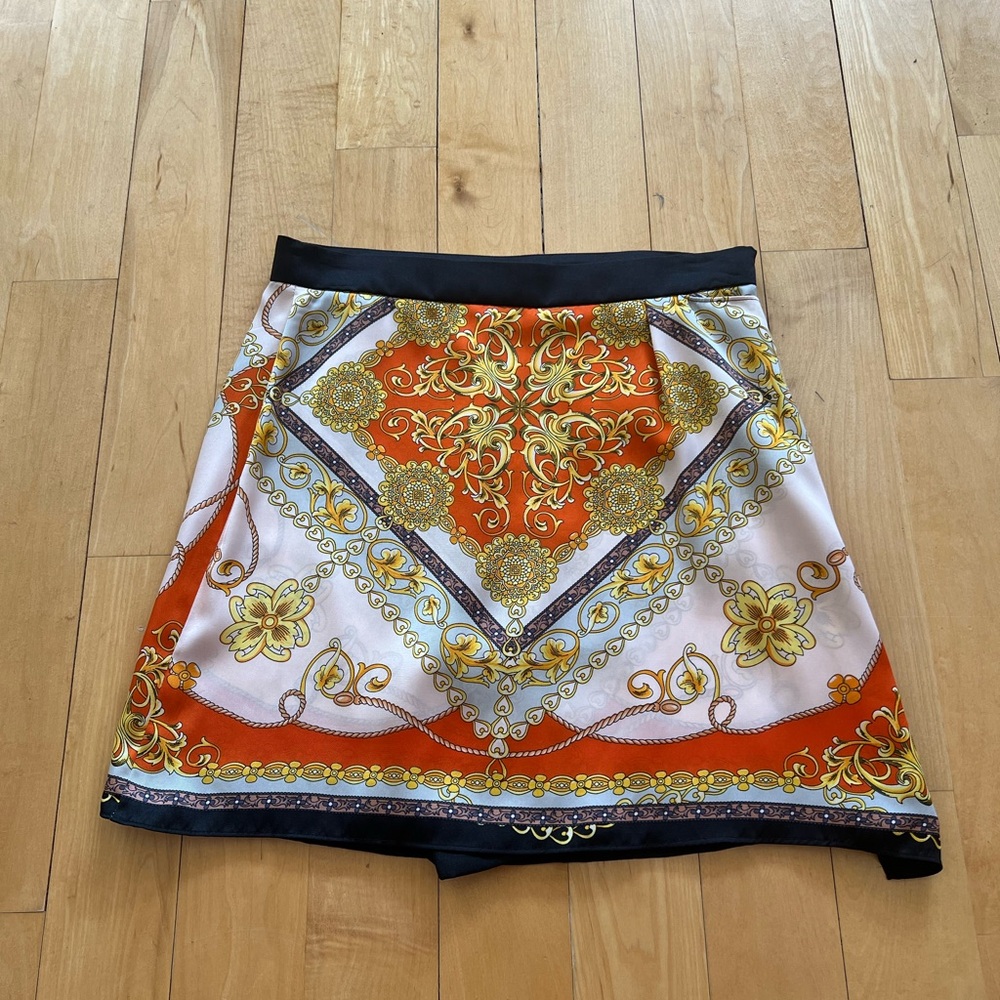 Zara Orange and Gold Mini Skorts